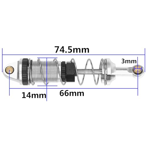 4Pack ShareGoo RC Car Shock Absorbers Metal Shocks Damper Compatible with MJX Hyper Go 16207 16208 16209 16210 H16BM H16GT H16DR 1/16 RC Car Upgrades Part (Silver) - color: Silver