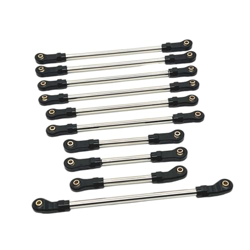 10 Pieces Steering Servo Link RC Car Pull Rod Metal Upgrade Linkage Model Parts Sturdy Construction Suitable for WLtoys 1/10 RC Truck, Black - color: Black
