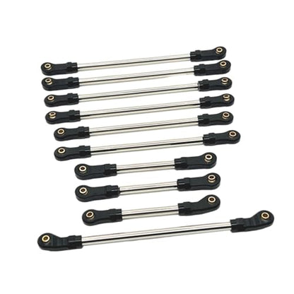 10 Pieces Steering Servo Link RC Car Pull Rod Metal Upgrade Linkage Model Parts Sturdy Construction Suitable for WLtoys 1/10 RC Truck, Black - color: Black