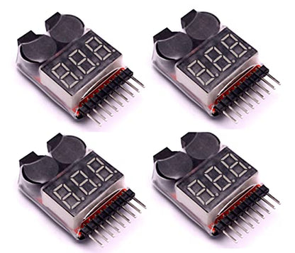 Readytosky Lipo Battery Checker RC Battery Low Voltage Buzzer Alarm | Voltage Tester Monitor for 1-8S Lipo Life LiMn Li-ion Battery (4PCS)