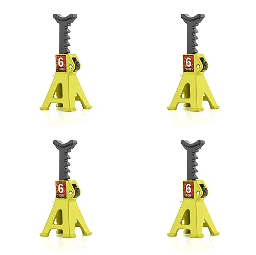 1/24 RC Toy Jack Stands 1/18 Simulation 6 Ton Metal Adjustable Mini Jacks Stand for 1:18 1:24 Scale Crawler Car Axial SCX24 Kyosho Tamiya HSP FCX24 TRX4M SCX24 AX24 Ford Bronco (Yellow, 4 PCS) - color: Yellow