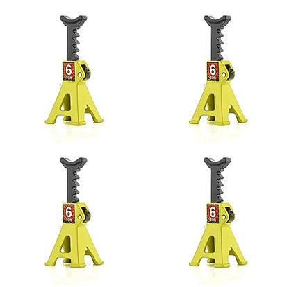 1/24 RC Toy Jack Stands 1/18 Simulation 6 Ton Metal Adjustable Mini Jacks Stand for 1:18 1:24 Scale Crawler Car Axial SCX24 Kyosho Tamiya HSP FCX24 TRX4M SCX24 AX24 Ford Bronco (Yellow, 4 PCS) - color: Yellow