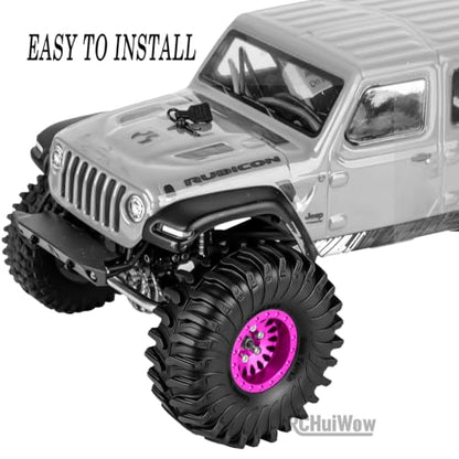 1.0" Metal Beadlock Wheel Rims Rubber Crawler Tires, Alloy Wheel Hub Off Road Rubber Soft Tire Replacement Accessories for 1/18 TRX4M 1/24 SCX24 FCX24 Mini RC Crawler Car Hop Up Parts,Style 2 - style: style2(4pcs)