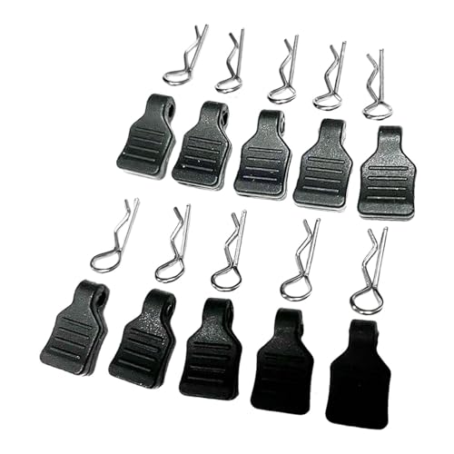 10/Set RC Body Clips R Pins with 10 Pull Tab for SCX24 1/24 1/18 Truck Crawler - color: Black