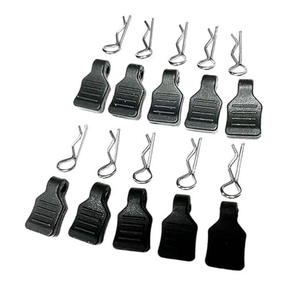10/Set RC Body Clips R Pins with 10 Pull Tab for SCX24 1/24 1/18 Truck Crawler - color: Black
