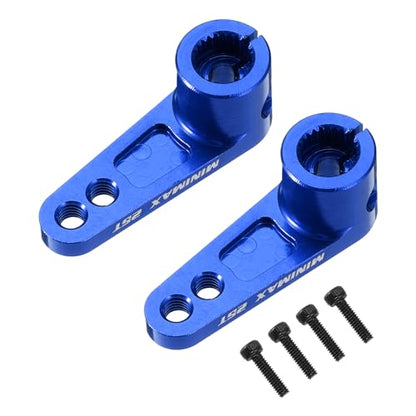 MECCANIXITY Aluminum Alloy 25T Steering Servo Arm Horn Dark Blue for 1/8 1/10 RC Car/Boat/Airplane Boat Accessories 2 Pcs - color: Dark Blue
