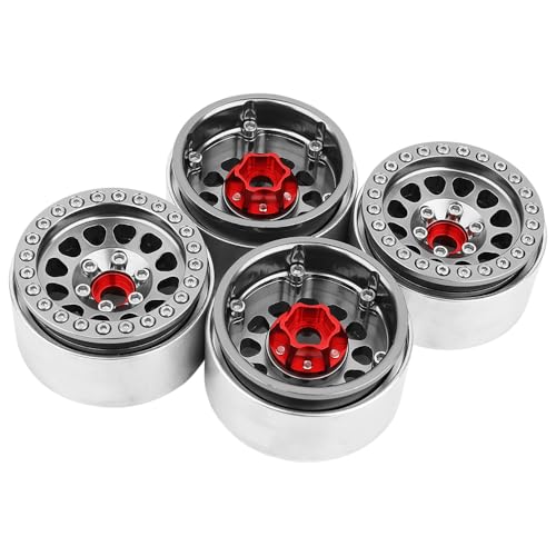 Aluminum 1.9 Beadlock Wheels Rims for 1/10 RC Crawler Axial SCX10 I II III Capra TRX4 TRX6 VS4-10 Gen8 MST CFX Upgrades Parts (Titanium) - color: Titanium