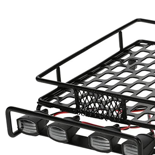 misppro Metal Luggage Roof Rack W/LED Light for 1/8 1/10 RC Rock Crawler Car Truck