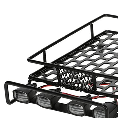 misppro Metal Luggage Roof Rack W/LED Light for 1/8 1/10 RC Rock Crawler Car Truck
