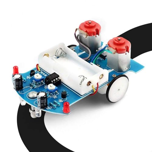 MiOYOOW Line Following Robot Car Kit, Beginners Smart Car Soldering Practice Kit STEM Educational Electronics Soldering Projects for School and Home Learning - color: 1 Pack-soldering Tracking Car(dc Motor)