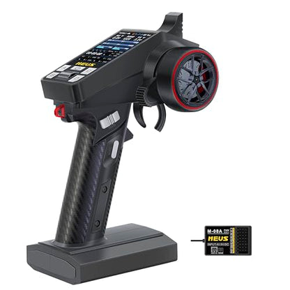 MEUS RACING ME-8A RC Transmitter 8 Channels 2.4GHz and Receiver with Coach Mode for 1/8 1/10 1/18 1/24 RC Crawler Car Boat TRX4 TRX4M SCX10 SCX24 Upgrades Parts (Black) - color: Black