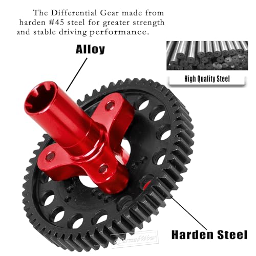58T Slipper Clutch Upgrades Part for 1/10 Granite Senton 3S & Mega550, Vorteks Big Rock 3S, Kraton Outcast 4S, 1/8 Typhon 3S, Steel RC 58T 0.8Mod Spur Gear w/Slipper Shaft,Red