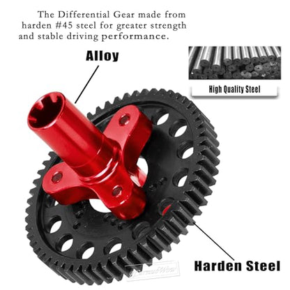 58T Slipper Clutch Upgrades Part for 1/10 Granite Senton 3S & Mega550, Vorteks Big Rock 3S, Kraton Outcast 4S, 1/8 Typhon 3S, Steel RC 58T 0.8Mod Spur Gear w/Slipper Shaft,Red