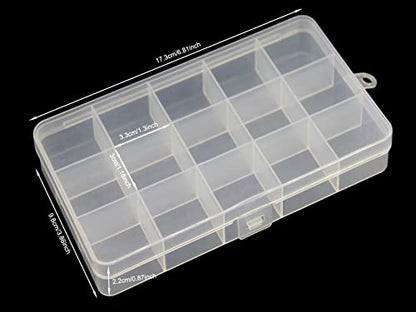 8 Pack 15 Grids Plastic Bead Organizer Box 6.8 * 3.86 * 0.87 inches Clear Storage Container Jewelry Case with Fixed Dividers for Rings, Earrings, Nail Art, DIY Crafts, Fishing Tackles - size: 8pcs 15 Grids Box