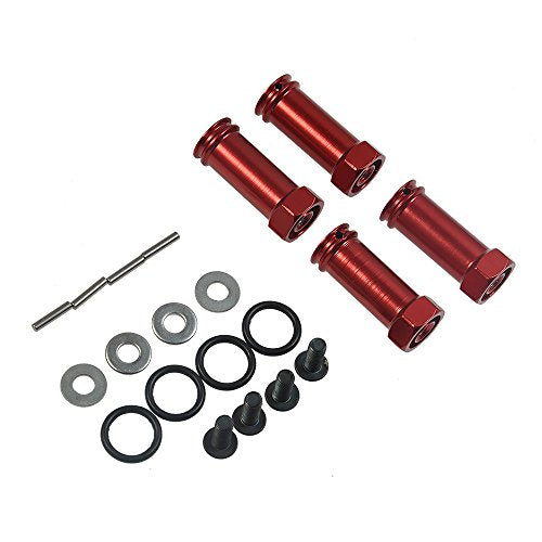 4Pcs/Set Aluminum 12mm Wheel Hex Hub Adapters 25mm/30mm Extension Hex Drive Adapter Combiner Compatible with 1/10 RC Crawler Axial SCX10 Wraith Upgrades (Red - 30mm Offset Extension) - color: Red - 30mm Offset Extension