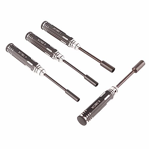 RC Metal Hex NUT Driver Set,4Pcs RC Metal Hex NUT Key Socket Screw Driver Wrench Accessories 4.0MM, 5.5MM, 7.0MM, 8.0MM for RC Cars Model Airplanes ﻿