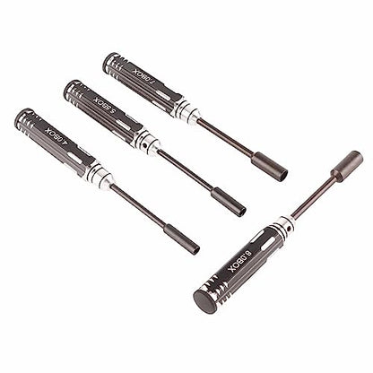 RC Metal Hex NUT Driver Set,4Pcs RC Metal Hex NUT Key Socket Screw Driver Wrench Accessories 4.0MM, 5.5MM, 7.0MM, 8.0MM for RC Cars Model Airplanes ﻿