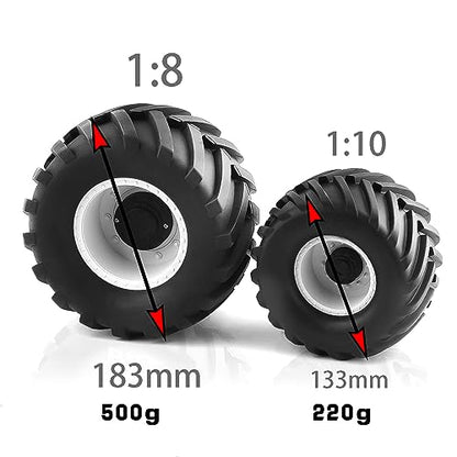 1/8 RC Monster Truck Tires and 17mm Hex Wheels Rims Rubber Buggy Tyres for 1:8 Scale Off Road Truck Car Kaiju Tmaxx E-Revo 3.3 Arrma Kraton 6S Typhon 3S Traxxas Maxx HPI Redcat 4PCS (Black) - color: Black