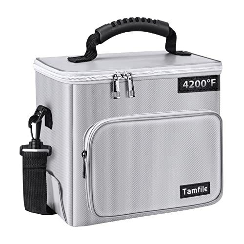 Tamfile Fireproof Lipo Battery Bag, 4200°F Explosionproof Lipo Safe, Silver | Heat Resistant, Large Capacity, Lithium Batteries Storage, RC Drone LiPo Battery Storage, Transport and Charging Protection - color: Silver