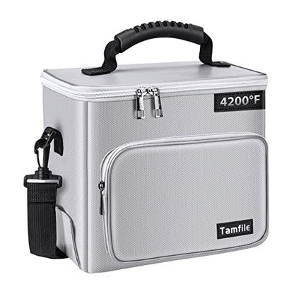 Tamfile Fireproof Lipo Battery Bag, 4200°F Explosionproof Lipo Safe, Silver | Heat Resistant, Large Capacity, Lithium Batteries Storage, RC Drone LiPo Battery Storage, Transport and Charging Protection - color: Silver