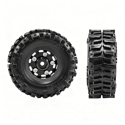 0.7” Wheel & Mud Terrain Tire Set for 1/30 RC Crawler, -1.00mm Offset, Axial SCX30 & Redcat Ascent-32, CNC Aluminum Rims, 5mm Hex, Shims Screwdriver Included, Pre-Assembled, 4 pcs, Black - color: Black, size: Loose-dirt-mud-bite