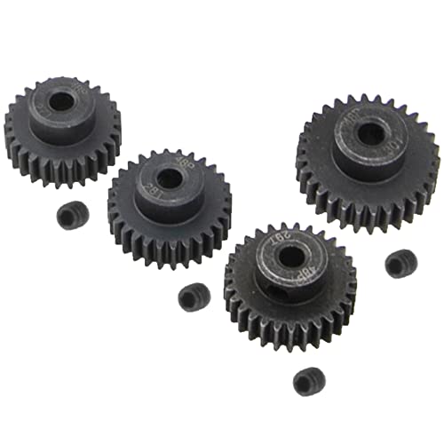 Steel 48 Pitch Pinion Gear Set 3.175mm Shaft 27T 28T 29T 30T Motor Gears Compatible with Tamiya Kyosho RedCat Losi Axial Traxxas 1/10 RC Car
