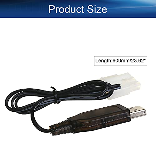 Heyiarbeit 2Pcs L6.2-3P USB Charging Cable for RC Car 9.6V 200mA Ni-MH Ni-CD Battery - size: L6.2-3P 2Pcs