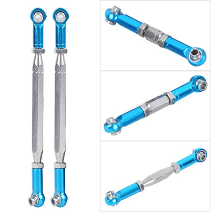 CHICIRIS RC Truck Metal Steering Linkage Rods Set, High Strength Durable Upgrade Parts with Easy Installation, Compatible for FY 01 02 03 04 05 07 12428 12423 Q39 RC Car (Blue)