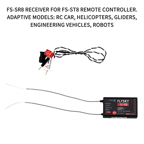 GoolRC Flysky FS-SR8 Receiver, 2.4GHz 8 Channel Remote Control Receiver Compatible with Flysky FS-ST8 RC Transmitter for RC Cars, Boats and Helicopters