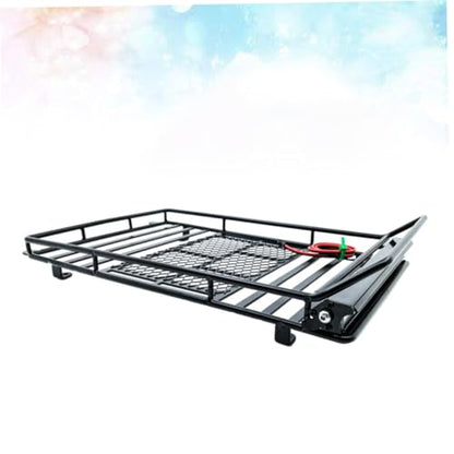 Car Roof Luggage Bracket with Light for Crawler Storage Rack for Simulation Accessories Strong Fixation Black Cargo Holder for Vehicle Roof Use - size: 24.80X14.10X2.30CM