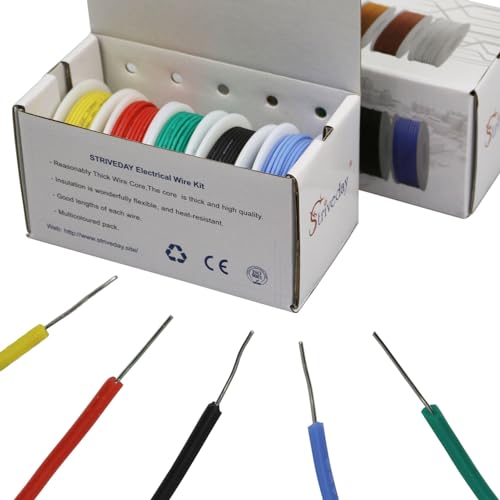 24 AWG Silicone Wire Kit (6 Colors, 26.2ft Each) - Tinned Copper, 300V, Ultra-Flexible for Electronics, RC, Arduino, LED Projects - color: Silicone-Solid-wire, size: 24AWG