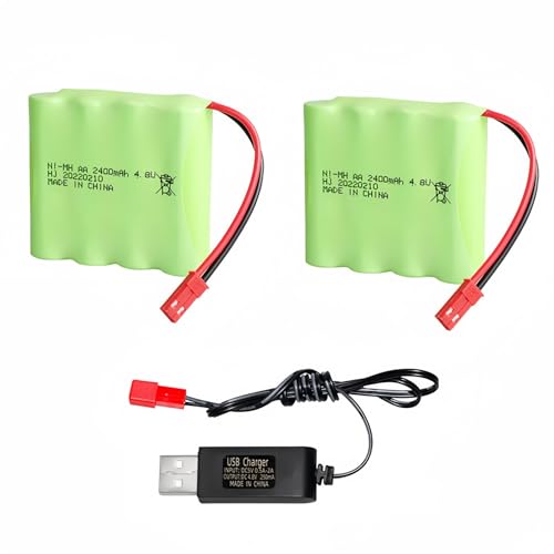 4.8v Battery Pack 2400mAh nimh Batteries Rechargeable RC Battery with Charge Cable for Trucks Remote Control Car