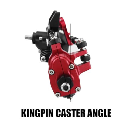 1/10 RC Crawler All Metal Front and Rear Portal Axle for Axial Capra 1.9 UTB Buggy F9 CNC Machined 7075 Aluminum Integrated (Red) - color: Red