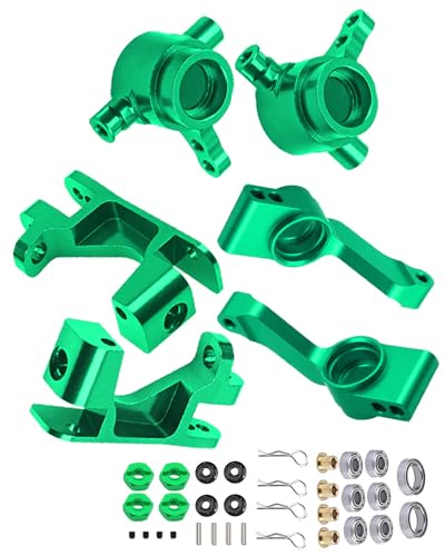 Alloy Steering Blocks Caster Blocks C-Hubs Stub Axle Carriers Upgrades Part for 1/10 Slash Rustler Stampede Hoss 4x4 VXL 4wd,Left & Right,w/Wheel Hex & Bearings Hops Up,Green - color: Blocks-Green