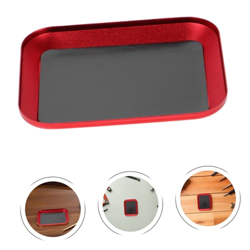 ORFOFE 2pcs Magnetic Screw Tray for Small Metal Parts and Bolts, Aluminum Alloy Organizer with Smooth Rounded Edges, for Car Repair and Small Electronics, Red
