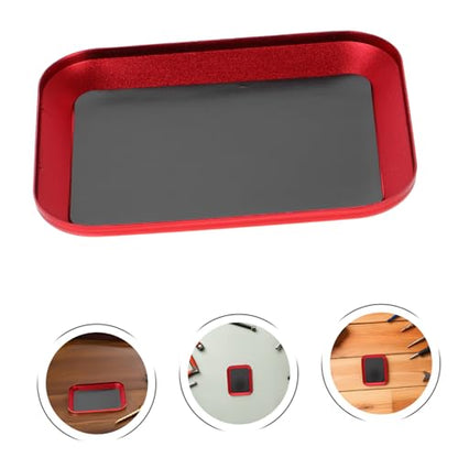 ORFOFE 2pcs Magnetic Screw Tray for Small Metal Parts and Bolts, Aluminum Alloy Organizer with Smooth Rounded Edges, for Car Repair and Small Electronics, Red