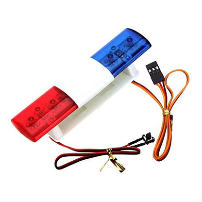 Multi-Function LED Police Flash Light Lamp for 1/10 1/8 RC HSP Traxxas Tamiya CC01 RC4WD D90 Axial SCX10 Model Car - color: Red&Blue