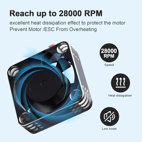 30mm RC Cooling Fan Kit Heatsink for 540 550 Brushed Brushless Motor ESC Aluminum Case (Black&Silver) - color: Black&Silver