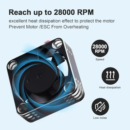 30mm RC Cooling Fan Kit Heatsink for 540 550 Brushed Brushless Motor ESC Aluminum Case (Black&Silver) - color: Black&Silver