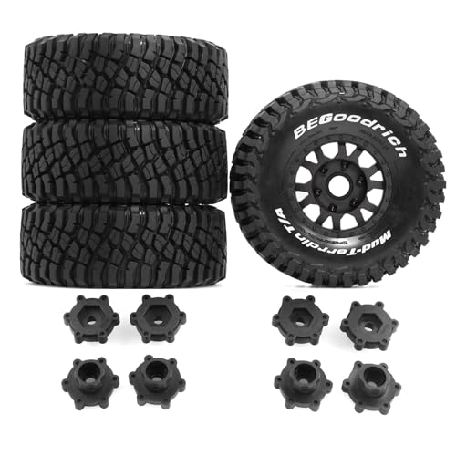 1/7 1/8 1/10 RC Short Course Truck Tires OD 4.96"And Wheels 12mm 14mm 17mm Hex For 1:10 1:8 1:7 Scale Off Road Truck Car ARRMA Mojave 4S 6S TRAXXAS Slash 2WD FS FSR Axial Losi Rc4wd (Black) - color: Black