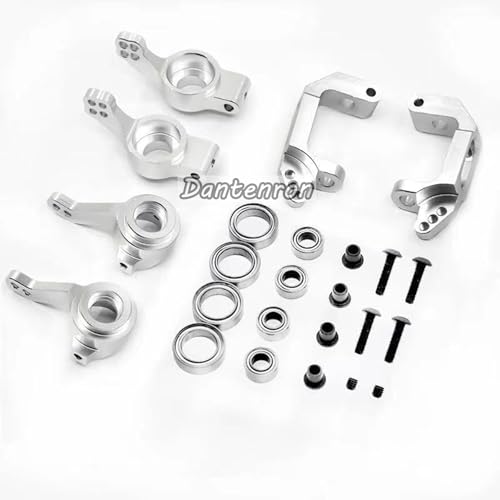Aluminum RC Steering Knuckle Hub Upgrade Parts Kits 102210 102010 102011 102212 102012 Part Compatible with HSP Redcat Racing Lightning Volcano EPX Monster 1/10 RC Model Car Truck (Silver) - color: Silver