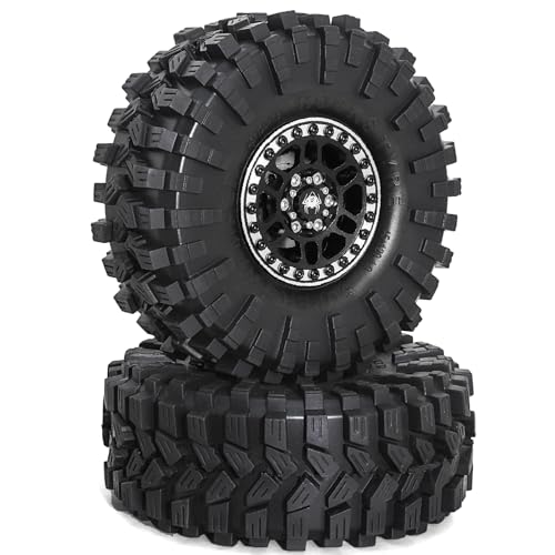 REDSPIDER 1.9 Beadlock Wheels and Tires Set（4PCS） Aluminum 1.9 Wheels All Terrain Tires.for 1/10 Scale Rock Crawler Car Axial SCX10 SCX10 II III 90047 D90 TF2 Tamiya CC01 TRX4 TRX6