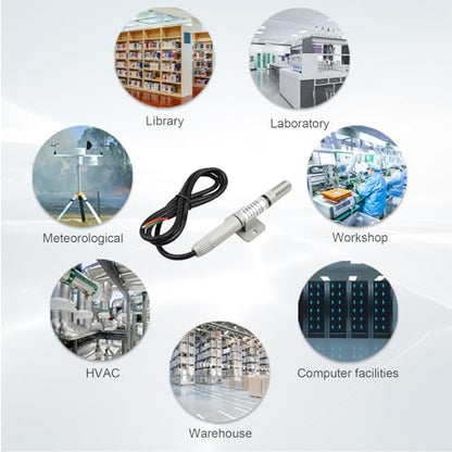 Tzone RS485 Temperature Sensor Modbus RTU Temp Humidity Transmitter Analog | Industrial rs485 temperature probe,for Farm Greenhouse HVAC Air Environment PLC Room,THT02 modbus temp sensor(-40℃ to 125℃) - style: THT02 RS485 Output