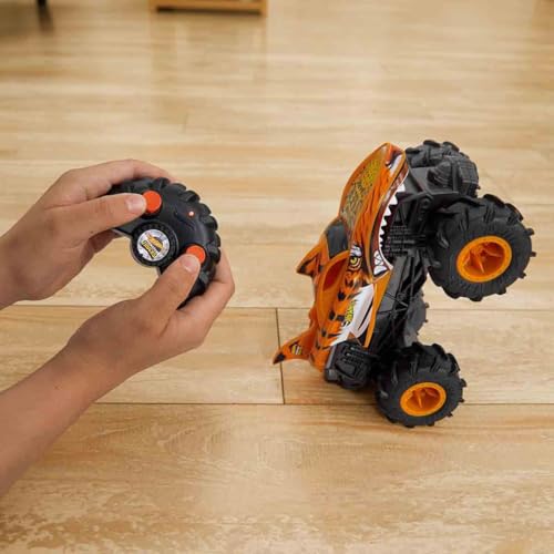 Hot Wheels Monster Trucks HW Tiger Shark RC, Remote-Control Vehicle | 1:24 Scale Oversized Truck with Terrain Action Tires for All-Terrain Driving - style: Tiger Shark