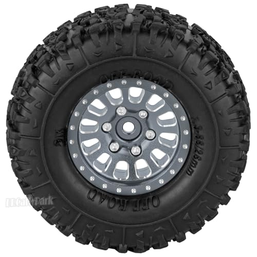 RC 1.3 in Wheel Tires for 1/18 TRX4M RC Crawler Car,Aluminum 1.3 Beadlock Wheel Rims and Rubber Tires w/Sponge,RC Truck Tires,Titanium - color: Titanium - (1.3 Tires)