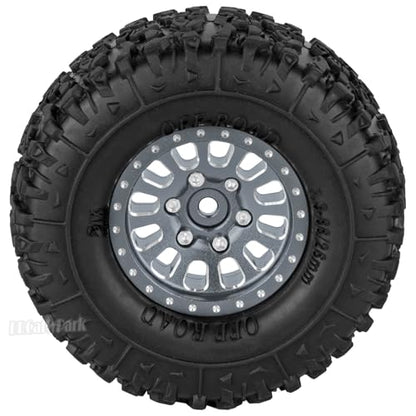 RC 1.3 in Wheel Tires for 1/18 TRX4M RC Crawler Car,Aluminum 1.3 Beadlock Wheel Rims and Rubber Tires w/Sponge,RC Truck Tires,Titanium - color: Titanium - (1.3 Tires)