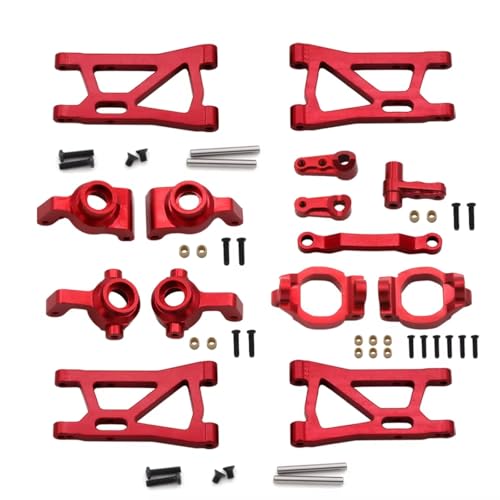 for Buggy for Remo for Hobby Smax 1631 1635 1651 1655 1/16 Metal for Swing Arm Axle Mount C Base Steering Group Cup RC Car Upgrade Parts RC Car Parts(Red,1 Set) - color: Red, size: 1 set