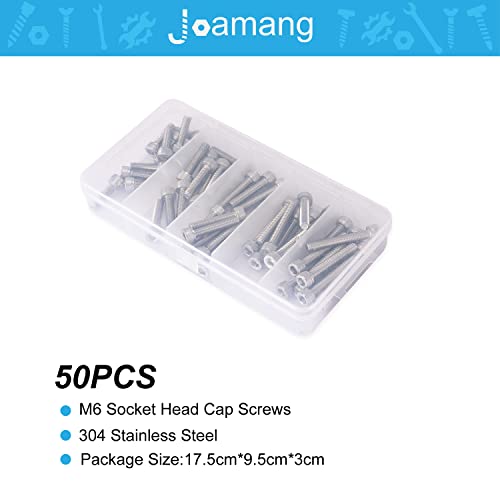 M6 x 20mm 25mm 30mm 35mm 40mm Socket Head Cap Screws Bolts, Stainless Steel 304, Metric Allen Hex Drive, Bright Finish, Fully Threaded, Assortment Kit 50PCS - size: Socket M6x20-40 mm