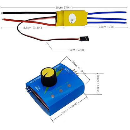 30A Brushless Motor Electronic Speed Controller + 3CH Digital Multi Servo Tester RC Speed Controller Checker ESC Consistency CCPM Master for RC Plane Helicopter