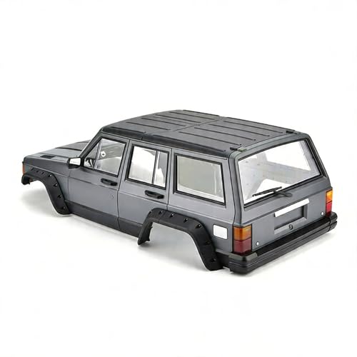 1/10 RC Crawler Hard Body Shell Kit, 313mm Cherokee Style, Gray | Fits Axial SCX10, SCX10 II 90046/90047 & TRX4; hard plastic shell with interior, grille, flares, mirrors and hardware - color: Gray